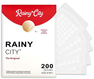 Rainy city - 200 transparante pimple patches - Puistjespatch voor dag & nacht - Transparent patches - Acne stickers in 3 maten