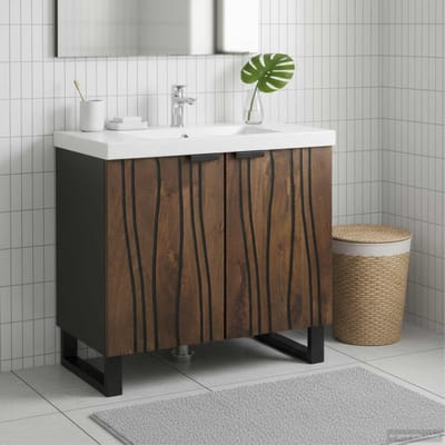 vidaXL - Wastafel - kabinet - voor - de - badkamer - Walnotenhout - 62 - x - 33 - x - 58 - cm