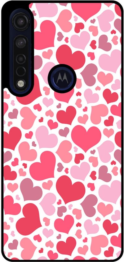 Smartphonica Telefoonhoesje Geschikt voor Motorola Moto G8 Plus met Hartjes Print - Hearts Design TPU Backcover Case - Kinder Hoesje met Hartjes Design geschikt voor Motorola Moto G8 Plus