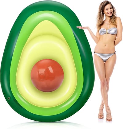 Opblaasbaar avocado-luchtmatras, water, opblaasbaar zwembadvlot met ballen, zomer, zwembad, speelgoed, zwemfeestspeelgoed voor kinderen en volwassenen, 160 x 122 x 25 cm