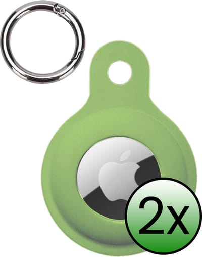 Hoesje Geschikt voor Apple AirTag 2 Hoesje Case Hoesje Geschikt voor Apple AirTag 2e generatie Sleutelhanger Siliconen Hoes - Lichtgroen - 2 Stuks