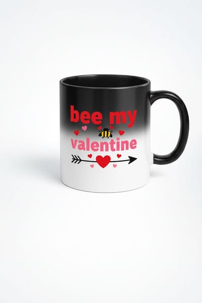 Bee My Valentine" Magische Mok - Zwart Kleurveranderend Design | Valentijn Cadeau