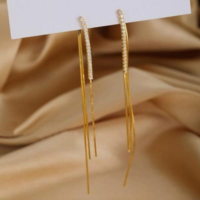 925 Sterling Zilver Lange Kwastketting Oorbellen voor Vrouwen Zirkonia Oorlijn Hangende Oorbellen Feestjuwelen Nieuw brown