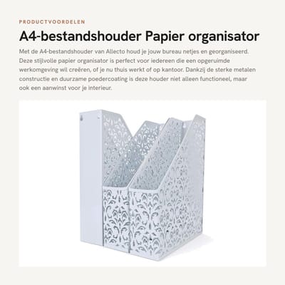 Dailygoods- Bestandshouder A4 - Metalen Documenthouder - Tijdschriftenhouder - Papier Organisator - Archiveringsrek - Duurzaam en Stijlvol