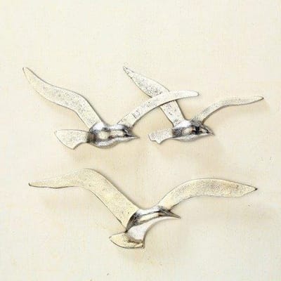 Wand - Decoratie - Vogels - Zilver - 35 cm