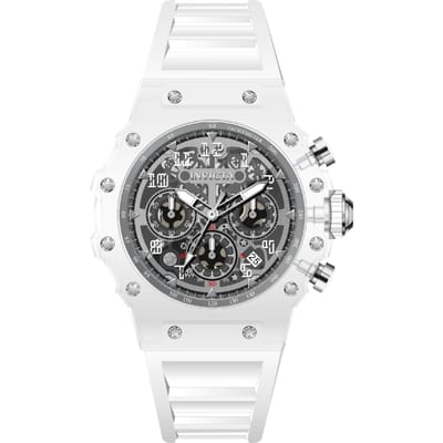Invicta Racing 69680 Herenhorloge - Quartz Uurwerk - Acryl met Zilveren Wijzerplaat - 43 mm
