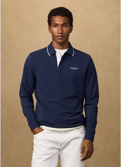Hackett Heritage Ess Lange Mouw Poloshirt Blauw 3XL Man