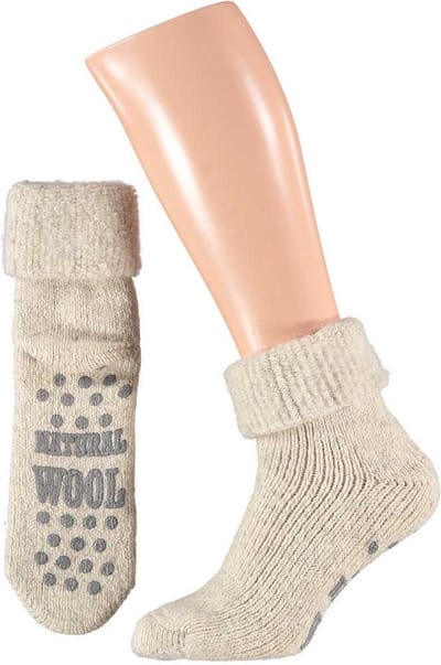 Apollo Heren Huissokken Wol met Antislip Lichtgrijs 43-46