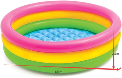 Opblaasbaar zwembad – Summer Fun opblaasbaar zwembad – Inclusief speelballen – Geschikt voor het hele gezin – Opzetbad voor in de tuin (86 x 25 cm)