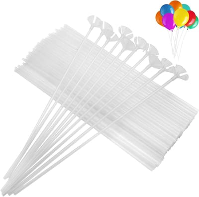 Set van 100 herbruikbare ballonpalen voor deurdecoratie, perfect voor verjaardagen, bruiloften en feestversieringen, transparant kunststof