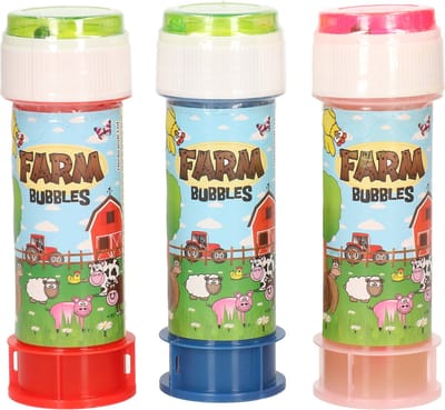 3x Boerderij dieren bellenblaas flesjes met spelletje 60 ml voor kinderen - Uitdeelspeelgoed - Grabbelton speelgoed