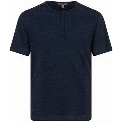 John Varvatos Stanton Regular Fit Ss Henley With Textu Ink Blue Maat: XS | Basic T-Shirts Outlet | Heren | Blauw