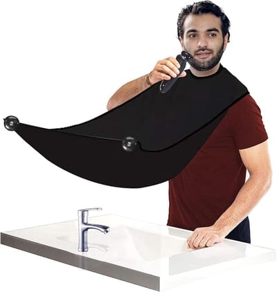 Baardschort - Scheerhaarcollectie Slab - Scheerdoek - Voor baardhaar - Mannen - Collectiedoek is glad en antiaanbaklaag - Wordt geleverd met 2 zuignappen - Houdt de gootsteen schoon - Perfect verzorgings- of verjaardagscadeau voor mannen - Zwart