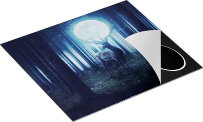 Chefcare Inductie Beschermer Hert in het Bos tijdens Volle Maan - 60x50 cm - Afdekplaat Inductie - Kookplaat Beschermer - Inductie Mat