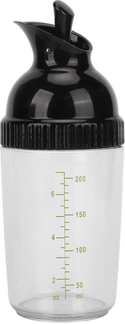 Dailygoods- Salad Dressing Shaker 200ml - Lekvrije Dressing Fles - Keukenopslag - Specerijen/Marinades - Handbediening - Vaatwasserbestendig - Specerijfles