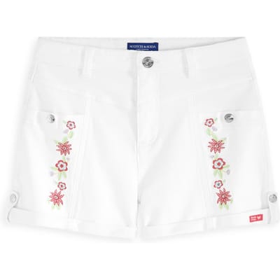 Scotch & Soda Girls Stretch White Denim Short White Taglia: 7 | Pantaloni Outlet | kids | Blu