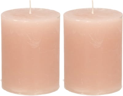 Atmosphera Stompkaars - 2x - taupe - 7 x 9 cm - cilinderkaars - middel rustiek model