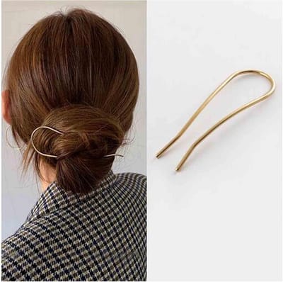 Haarspeld U-vorm - Haarstokjes Vintage - Haar Opsteken - Minimalistisch Design - 9.91 x 4.83 cm - Goud