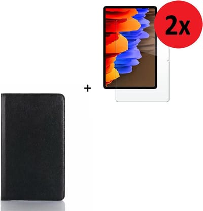 Samsung Galaxy Tab A7 2022 hoesje - 10.4 inch - Samsung Tab A7 2022 Screenprotector - Samsung Tab A7 2020 hoesje Zwart + 2x Screenprotector