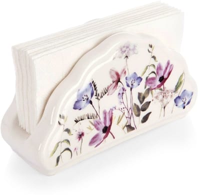 Servethouder Porselein Bloemen LOUKA 13x4,5x7 cm - Servettenhouder - Houder voor Servetten