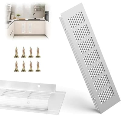 Aluminium Ventilatierooster 30 x 8 cm - Rechthoekig Zwart Luchtrooster voor Badkamer, Keuken, en Kasten