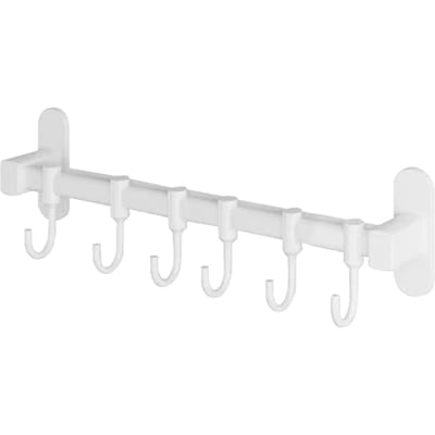 Wandmontage Keukengerei Railrek Eenvoudig Schuiven Ruimte Aluminium Keukenrail met Haken voor Kookgerei white
