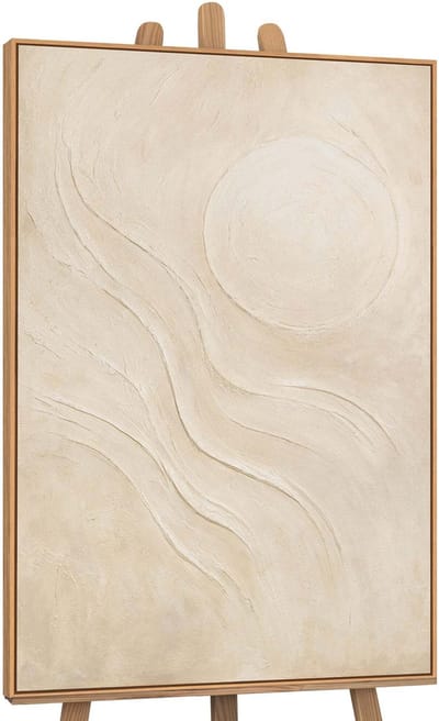 Canvas schilderij 120x80 cm handgeschilderd zonnig zand – YS-Art Gallery – Lijst: Hout – Luxe wanddecoratie