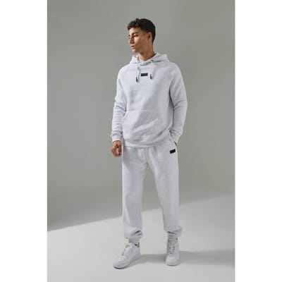 Regular Fit Man Active Hoodie & Jogger Tracksuit | Light Grey | Size XS