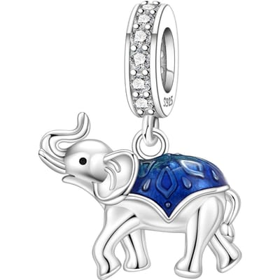 Panpoki Koper Blauwe Olifant Dierlijk Kralen Echte Hanger Armbanden Charms Sieraden Feest DoeHetZelf Trendy Cadeau gray