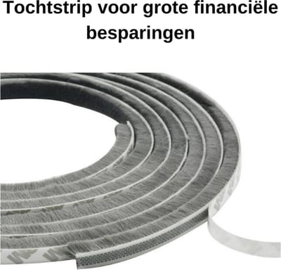 Tochtstrip 5 m x 9 mm x 23 mm Grijs Zelfklevend - Tochtband Deuren - Tochtborstel - Deurborstel Anti Tocht en Hitte