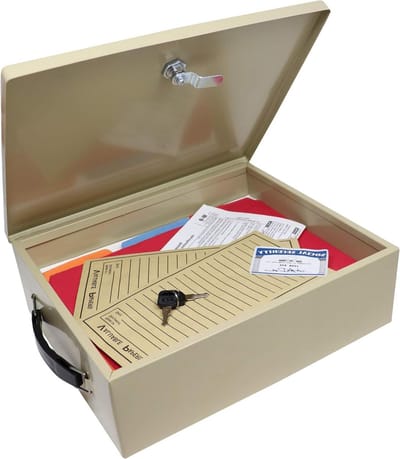 Beveiligingsbox met slot - Brandwerende kluis - Waardevolle spullen bewaren - Dubbel geïsoleerd staal - 360 Kubieke centimeter - Zwart