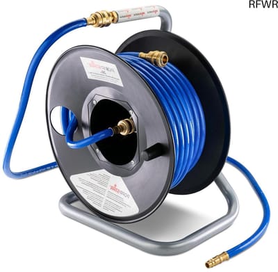 RFWR® Handmatige Luchtslanghaspel 20m voor Werkplaats en Tuin - Robuuste Stalen Houder, 360° Draaibaar