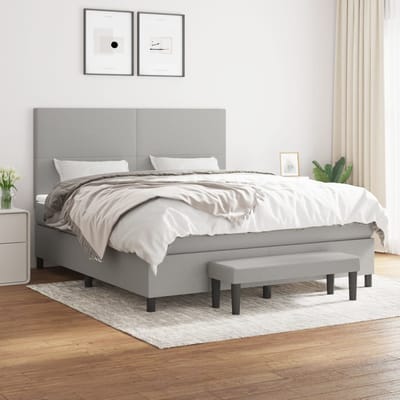 vidaXL - Boxspring - met - matras - stof - lichtgrijs - 160x200 - cm