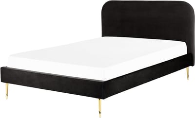 FLAYAT - Tweepersoonsbed - Zwart - 140 x 200 cm - Fluweel