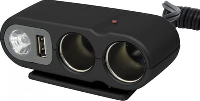 Carpoint 2-weg Stekkerdoos - USB - 12V - 5A - met verlichting