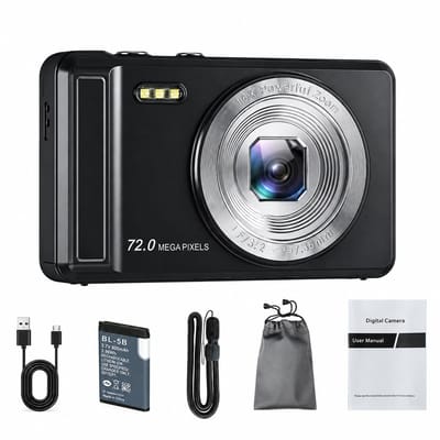 Camera-Digitale Camera 5K - 72MP Vlog Camera met 2.8 Inch HD Scherm -Inclusief een gratis 32GB-geheugenkaart- Compacte Camera voor Fotografie en Reizen - Inclusief Oplaadbare Batterij - Zwart