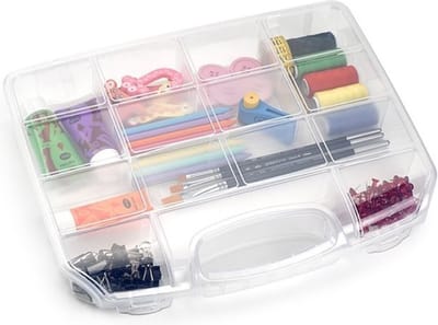 Plasticforte Opbergkoffertje - 8 vaks - kunststof - transparant - 36 x 28,5 x 6 cm - opbergers