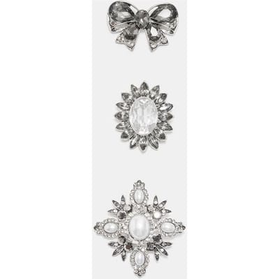 Stradivarius Set van 3 sierlijke broches  Grijs OS