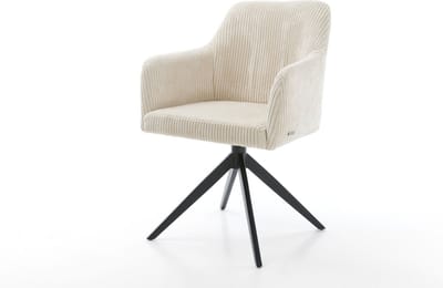Gestoffeerde-stoel Greg-Flex kruisframe breed zwart koord beige pocketveer kern