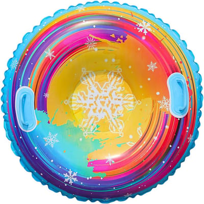 Opblaasbare slee - Snow tube - Opblaasbare sneeuwslee met handvat - Winter outdoor opblaasbare skiring - 95*95cm - PVC sleebuis - kneedbaar - Winter slee speelgoed - Koudebestendig en slijtvast - Regenboogkleuren - 2026 Nieuwe verdikte versie