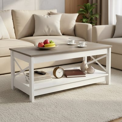 EGGREE salontafel - landelijke stijl - salontafel met opbergruimte voor de woonkamer of slaapkamer - 100 x 50 x 45 cm