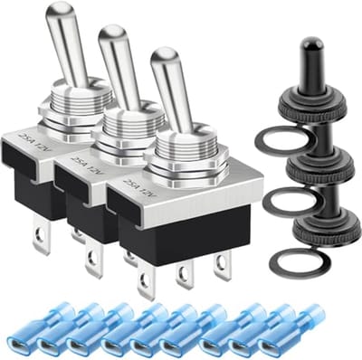 Metalen Tuimelschakelaar 25A 12VDC 15A 24VDC 10A 250VAC SPDT 3 Pin 3 Positie met Waterdichte Afdekkap
