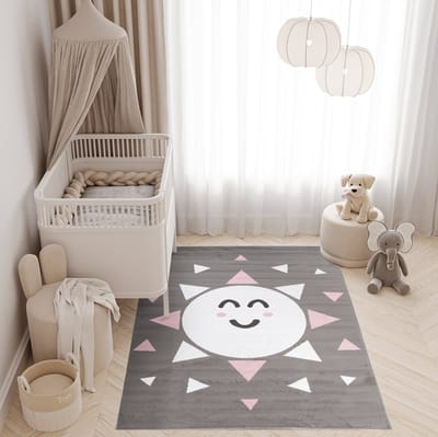 Tapiso Pinky Vloerkleed Grijs Kinderkamer Kleed Speeltapijt Dieren Maat- 180x250