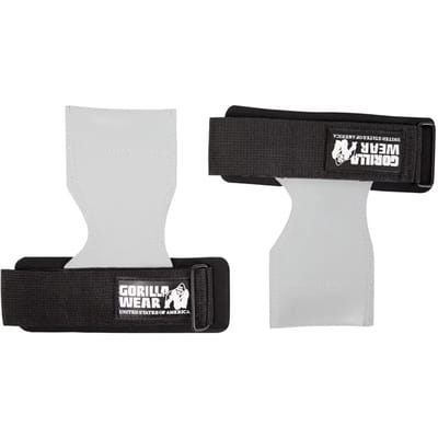 Gorilla Wear Lifting Grips - Professionele Fitness Grips & Polssteun - Gripversterkers voor Deadlifts & Rows - 1 Paar - One Size - Zwart / Wit