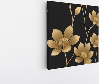 Saammp Canvas Schilderij - goud - Bloemen - Abstract - 20x20 - Foto op canvas - Wanddecoratie - Muurdecoratie Woonkamer - Kantoor Decoratie