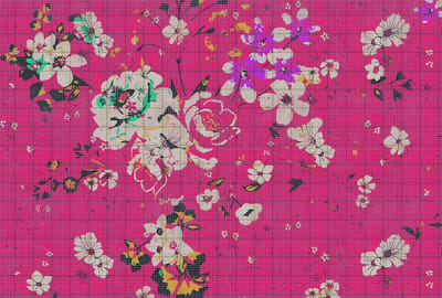 Fotobehang flower plaid 2 DD113827 Livingwalls Walls by Patel | Goedkoop fotobehang