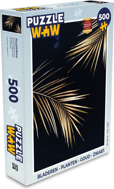 Puzzel Bladeren - Planten - Goud - Zwart - Luxe - Legpuzzel - Puzzel 500 stukjes