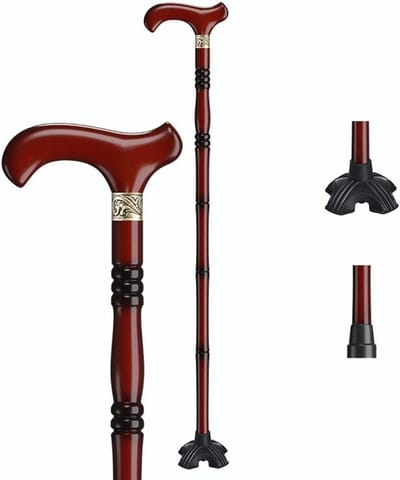 Draagbare Wandelstok - Houten Kruk - Veilig Wandelen - Verstelbare Hoogte - 85 cm - Houtkleur