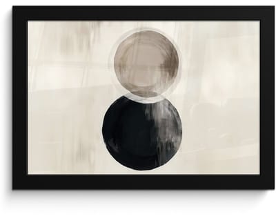 Poster in lijst - Fotolijst 30x20 cm - Posters - Cirkels - Vorm - Beige - Abstract - Posterlijst zwart - Decoratie - Wanddecoratie woonkamer - Muurdecoratie slaapkamer