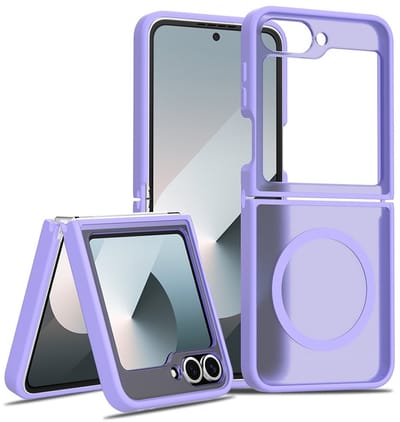 Lunso Geschikt voor Samsung Galaxy Z Flip 7 FE / Z Flip6 slank backcover hoesje met magnetisch ondersteuning - Paars